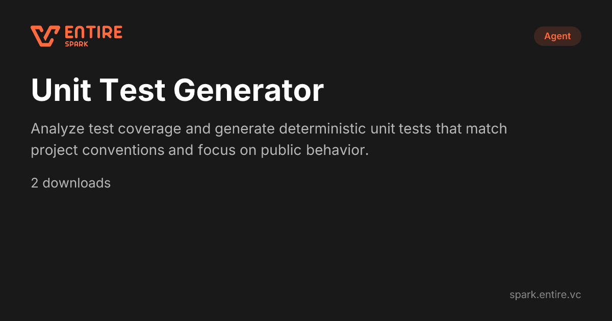 Unit Test Generator Agent - Agent | Spark