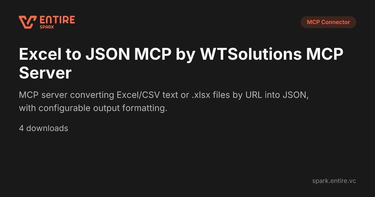Excel to JSON MCP by WTSolutions MCP Server — MCP Server | Spark by ...