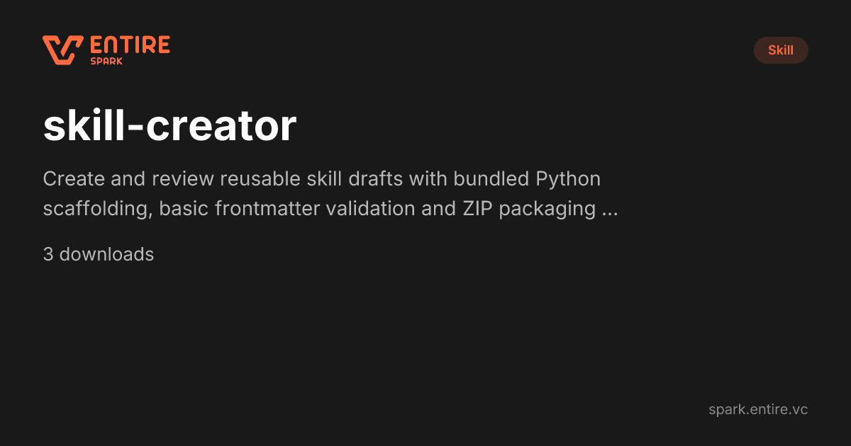 Skill Creator - Automated CLI - Claude Skill | Spark by Entire VC
