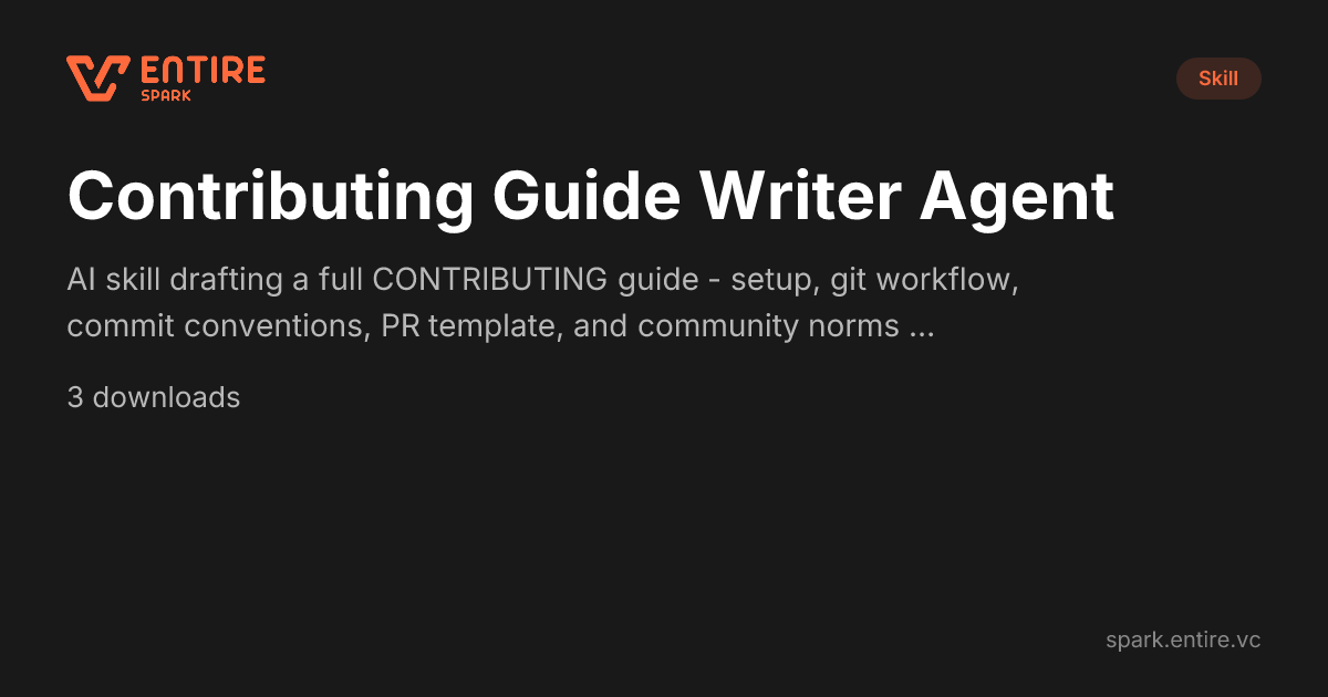 Contributing Guide Writer Agent - Skill | Spark