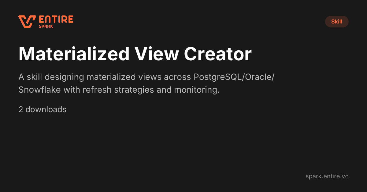 Checklist View Using Materialized Css Materialized View Creator — Claude Skill | Spark by Entire VC