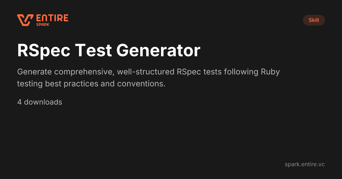 RSpec Test Generator — Claude Skill | Spark by Entire VC