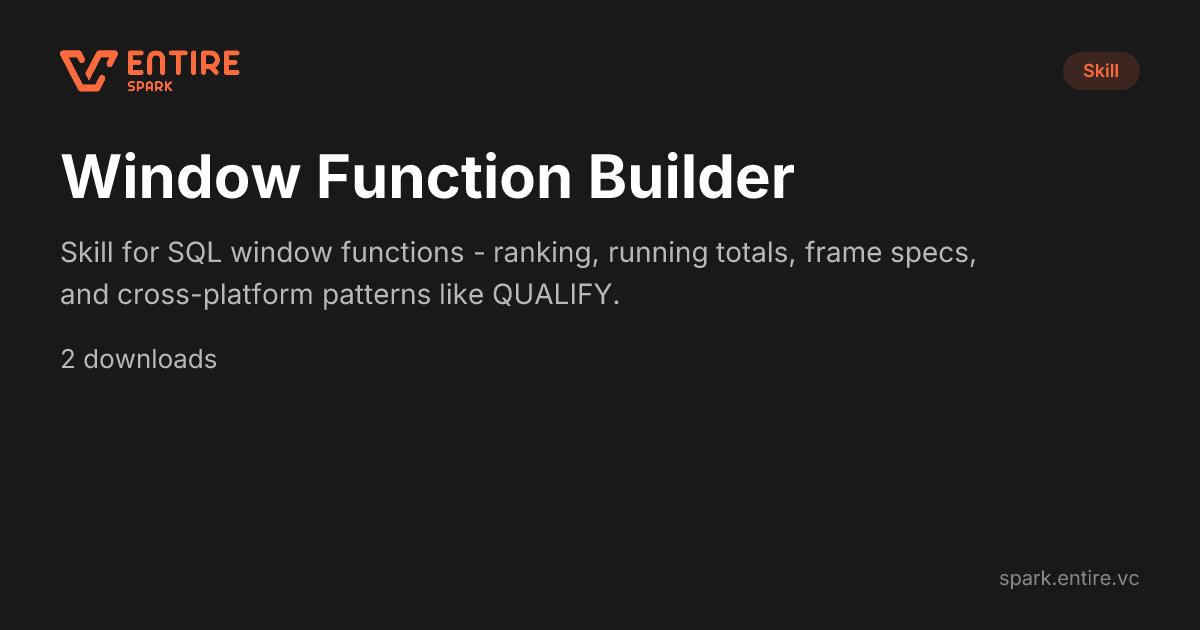 SQL Window Function Builder | AI Assistant Skill — Claude Skill | Spark ...